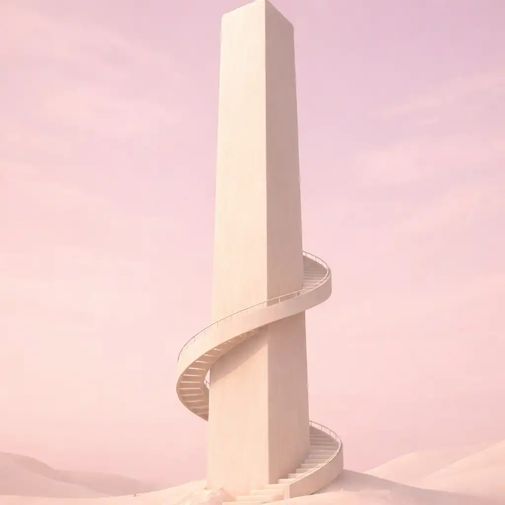 Monument Valley 2 galéria: Anya és gyermeke egy lebegő szigeten világítótoronyszerű építménnyel, felhőkkel körülvéve.